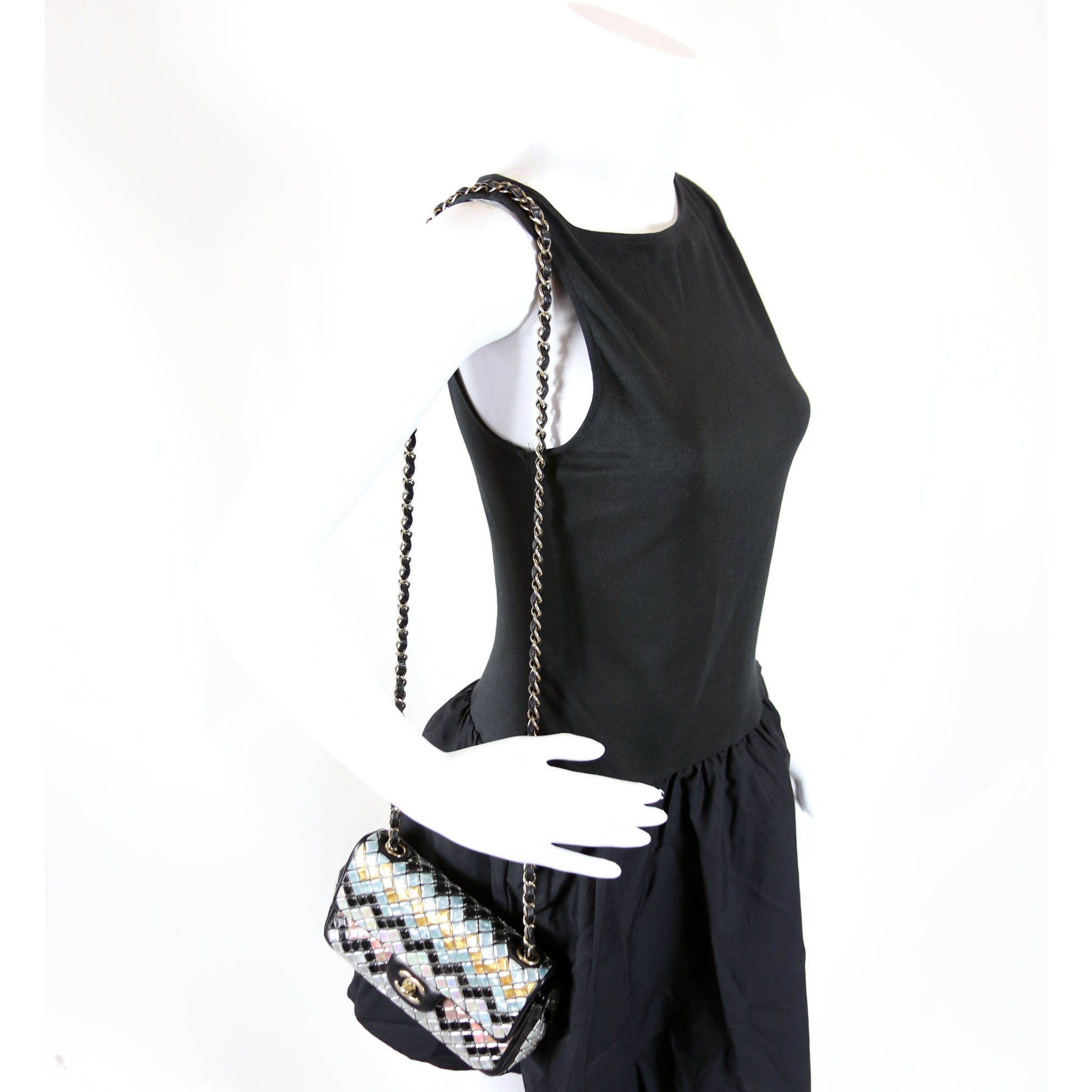 Mosaic Embossed Small Flap Bag Lambskin 21M Multicolor