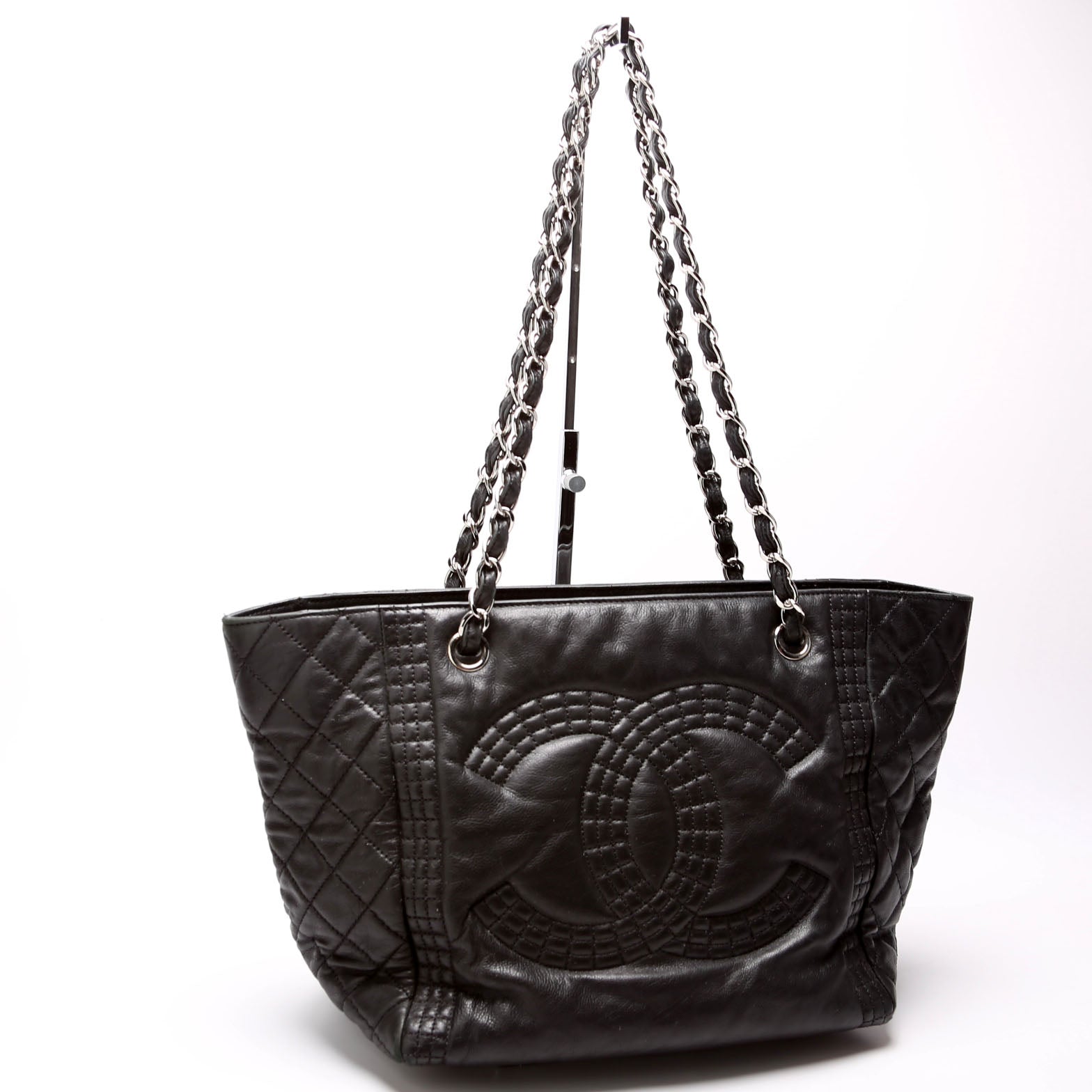 Coco Bangle Calfskin Tote Black