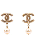 CC Crystal Pearl Drop Earrings Gold/Pearl