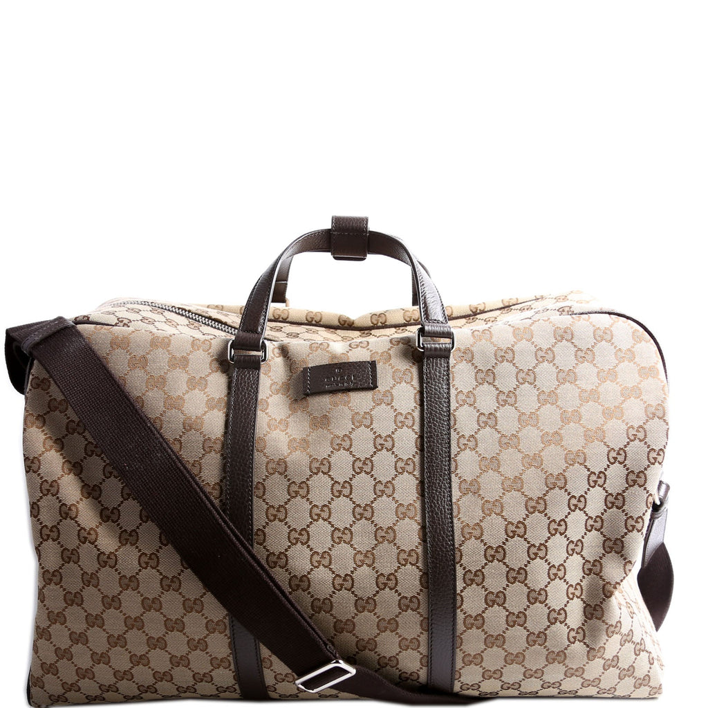610105 GG Canvas Boston Duffle Brown/Tan