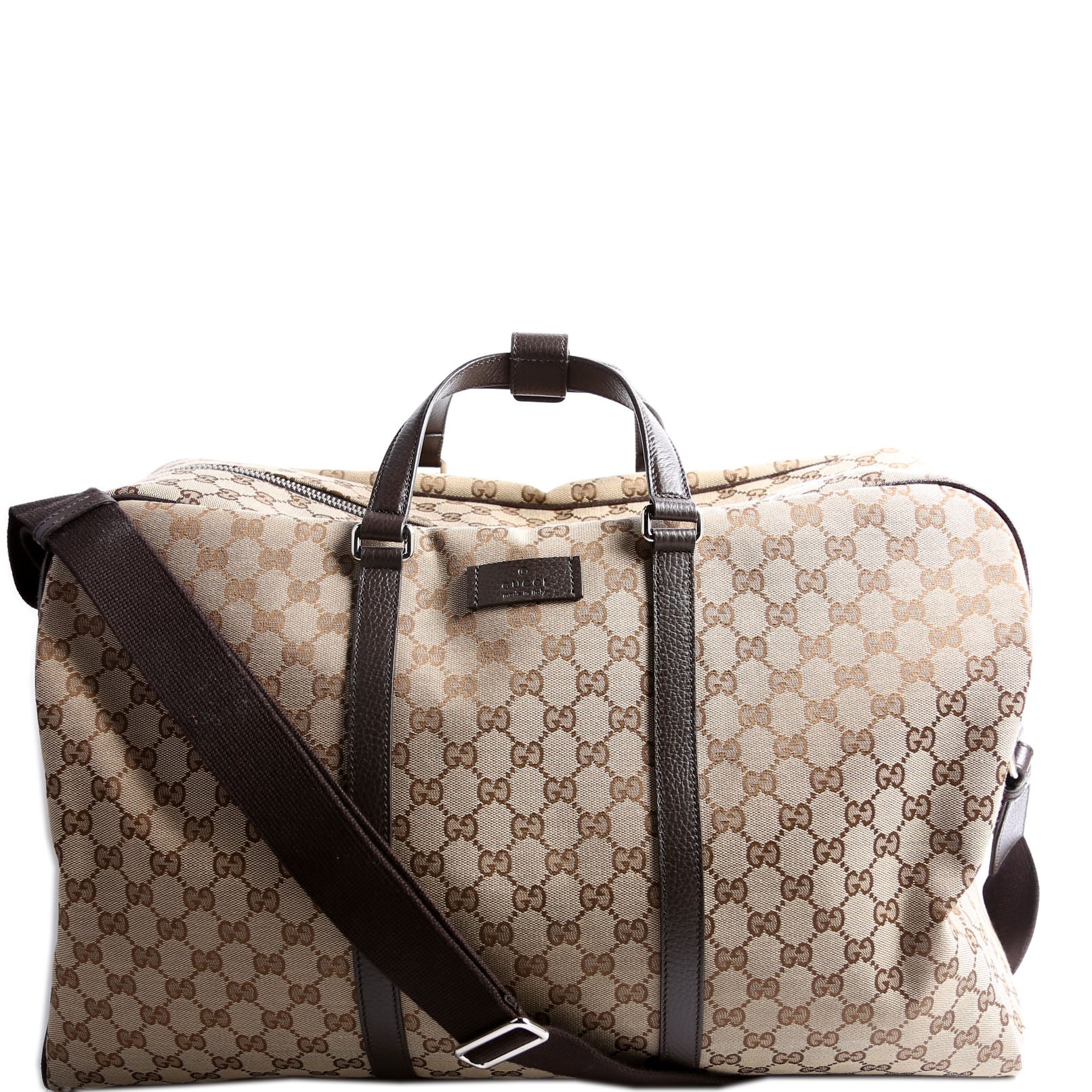 610105 GG Canvas Boston Duffle Brown/Tan