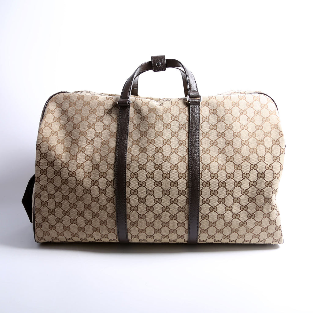610105 GG Canvas Boston Duffle Brown/Tan