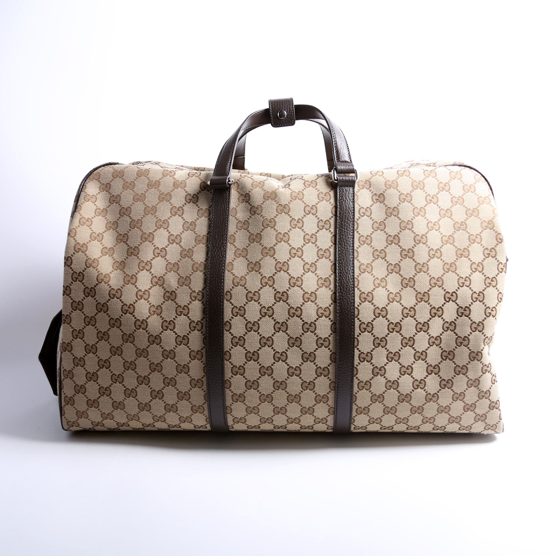 610105 GG Canvas Boston Duffle Brown/Tan