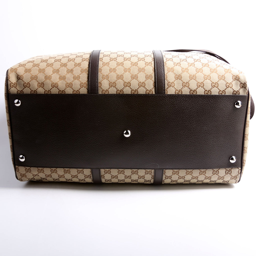 610105 GG Canvas Boston Duffle Brown/Tan