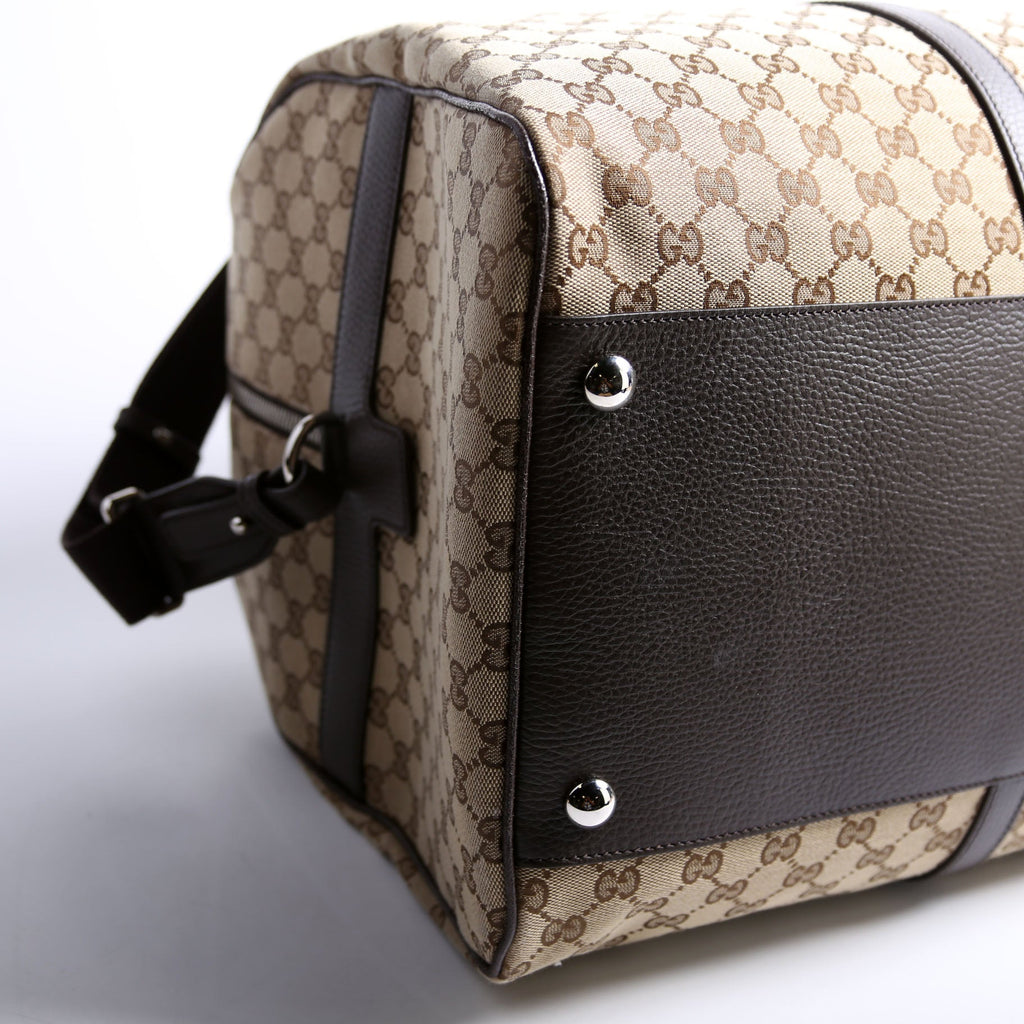 610105 GG Canvas Boston Duffle Brown/Tan