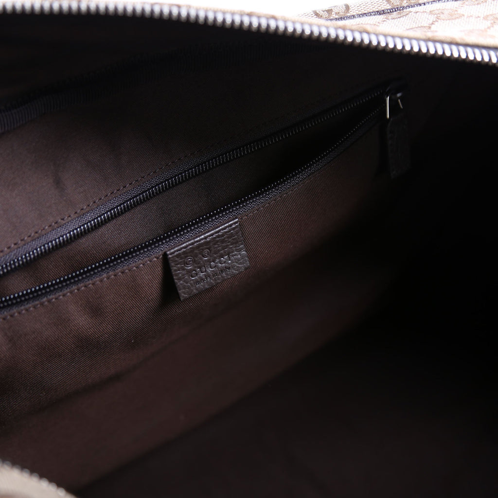 610105 GG Canvas Boston Duffle Brown/Tan