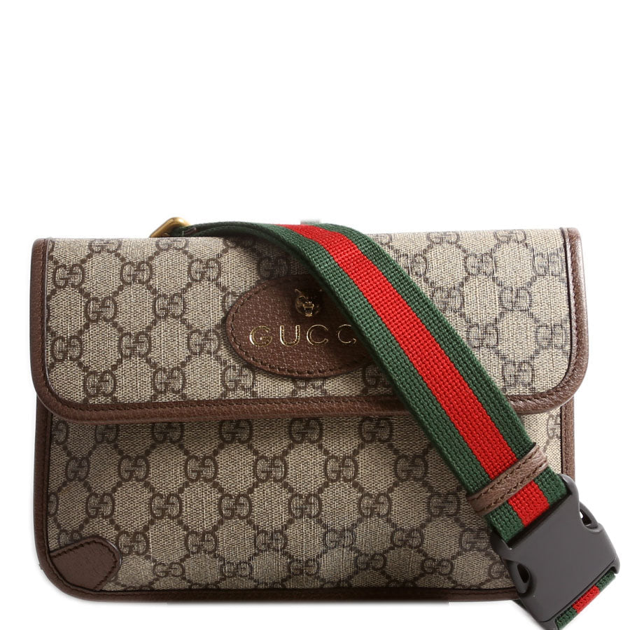 493930 GG Supreme Neo Web Belt Brown/Red/Green