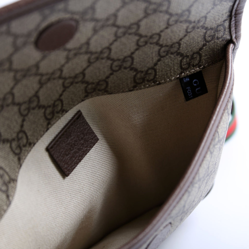 493930 GG Supreme Neo Web Belt Brown/Red/Green