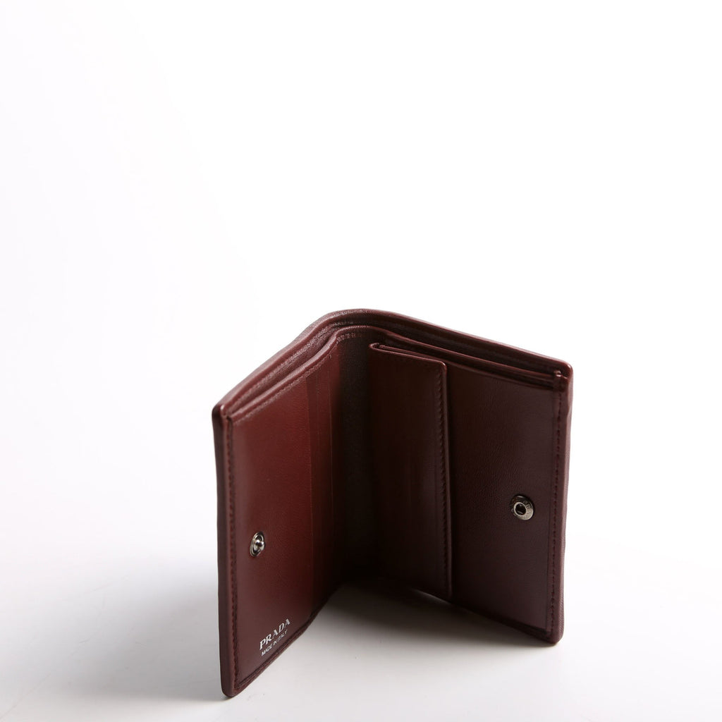 Nappa Impunture Small Wallet With Coin Pouch Burgundy