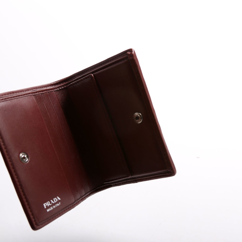 Nappa Impunture Small Wallet With Coin Pouch Burgundy