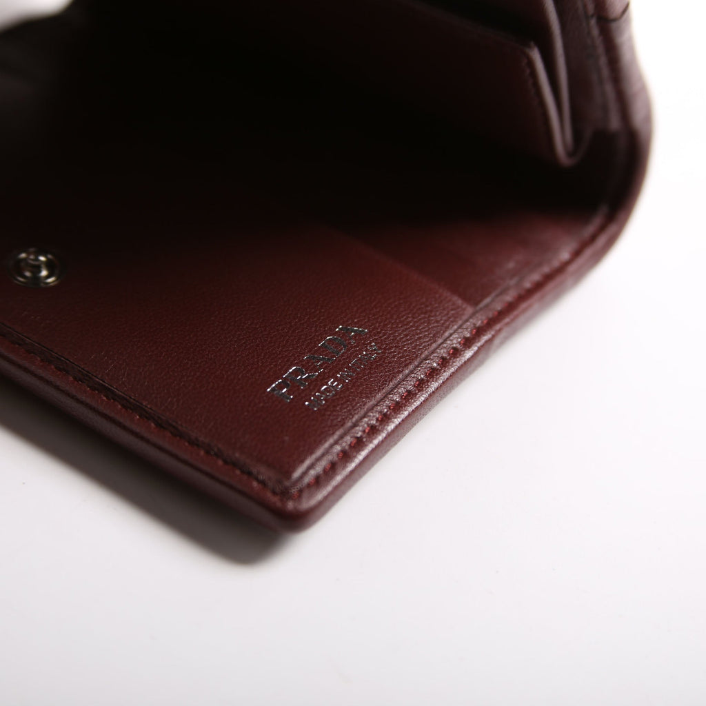 Nappa Impunture Small Wallet With Coin Pouch Burgundy