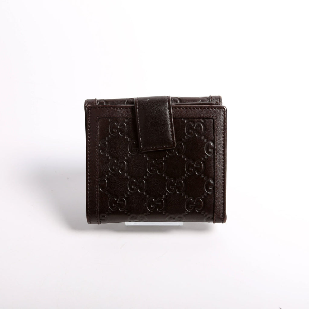 334457 Guccissima French Flap Wallet Brown