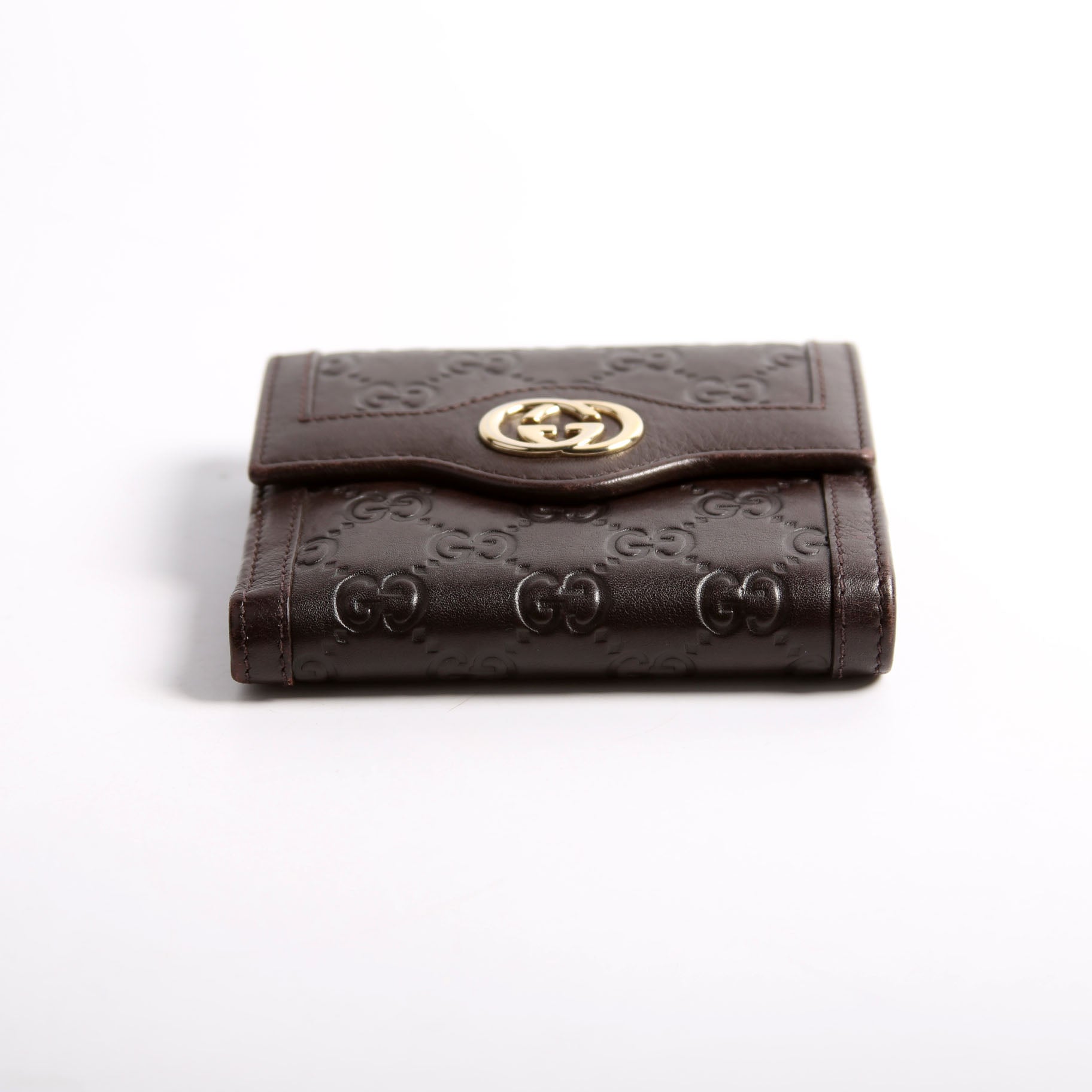 334457 Guccissima French Flap Wallet Brown