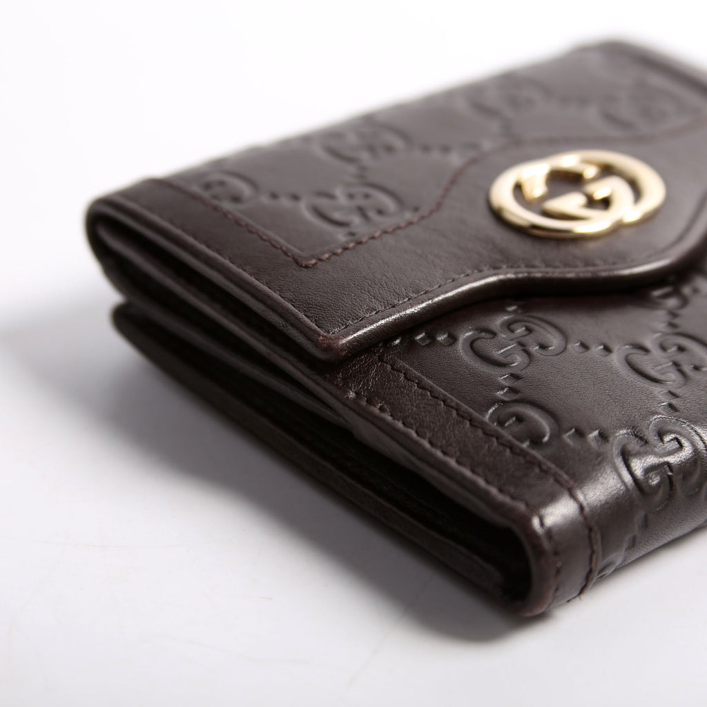 334457 Guccissima French Flap Wallet Brown