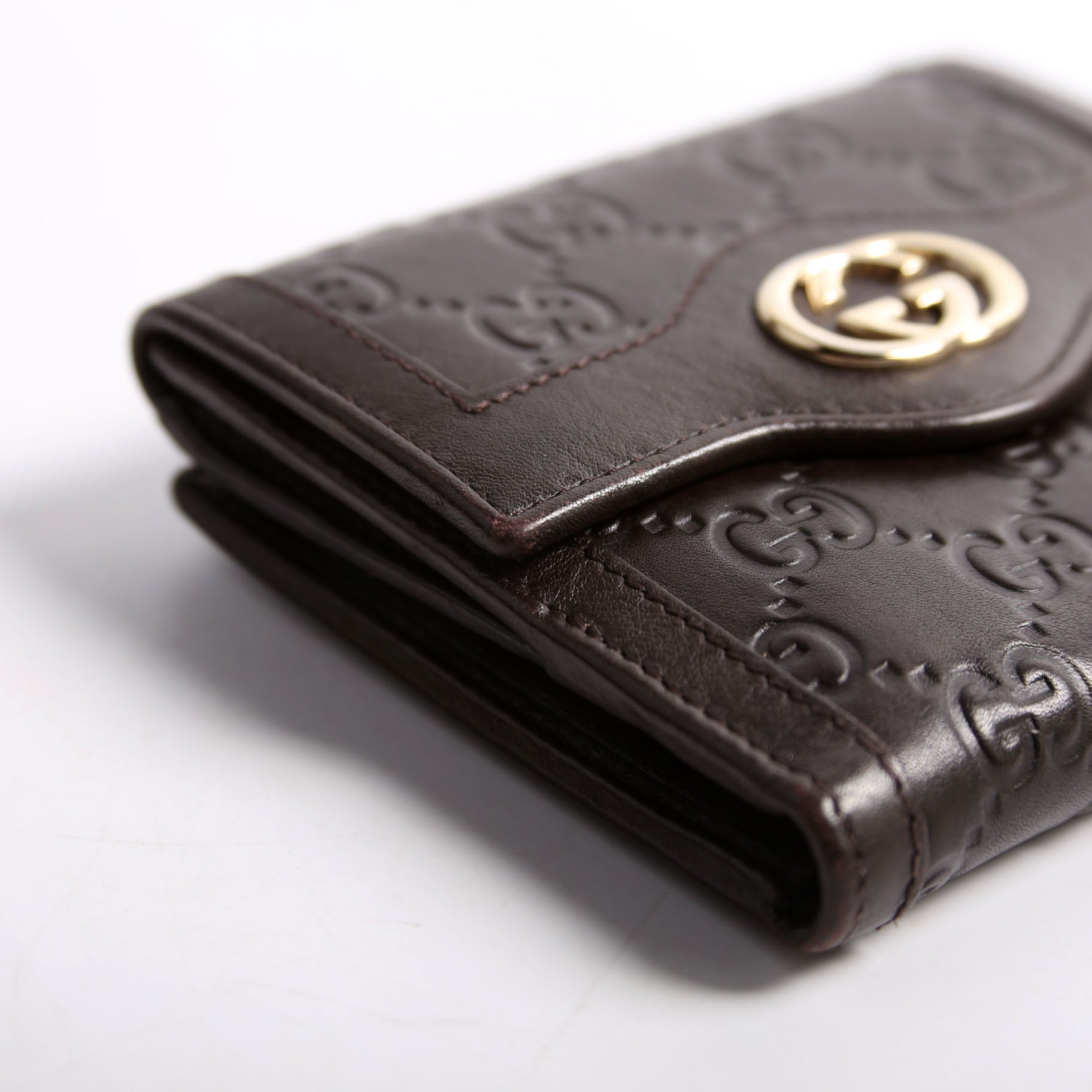 334457 Guccissima French Flap Wallet Brown