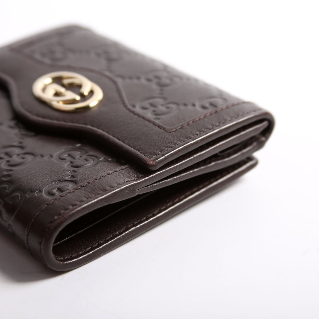 334457 Guccissima French Flap Wallet Brown