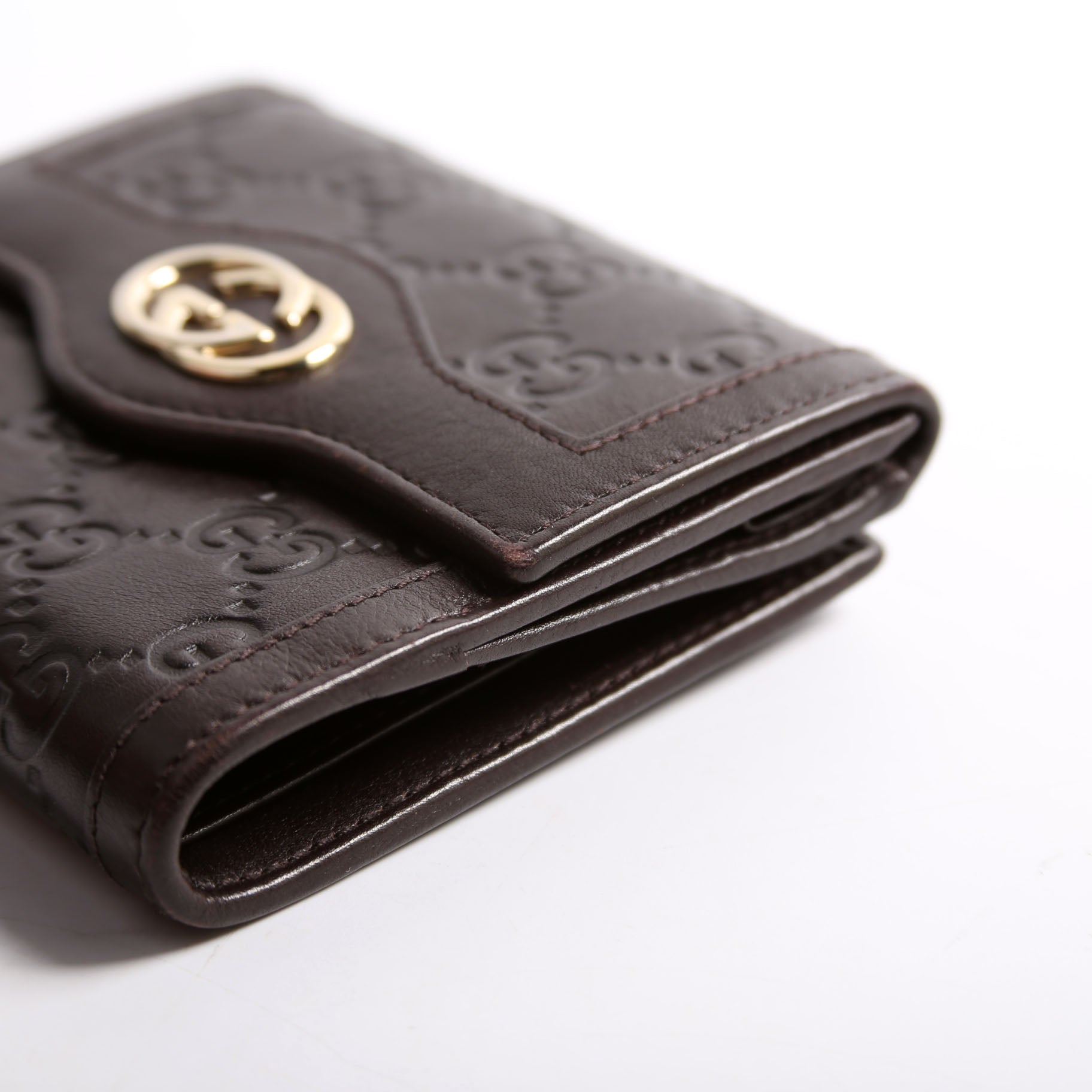 334457 Guccissima French Flap Wallet Brown