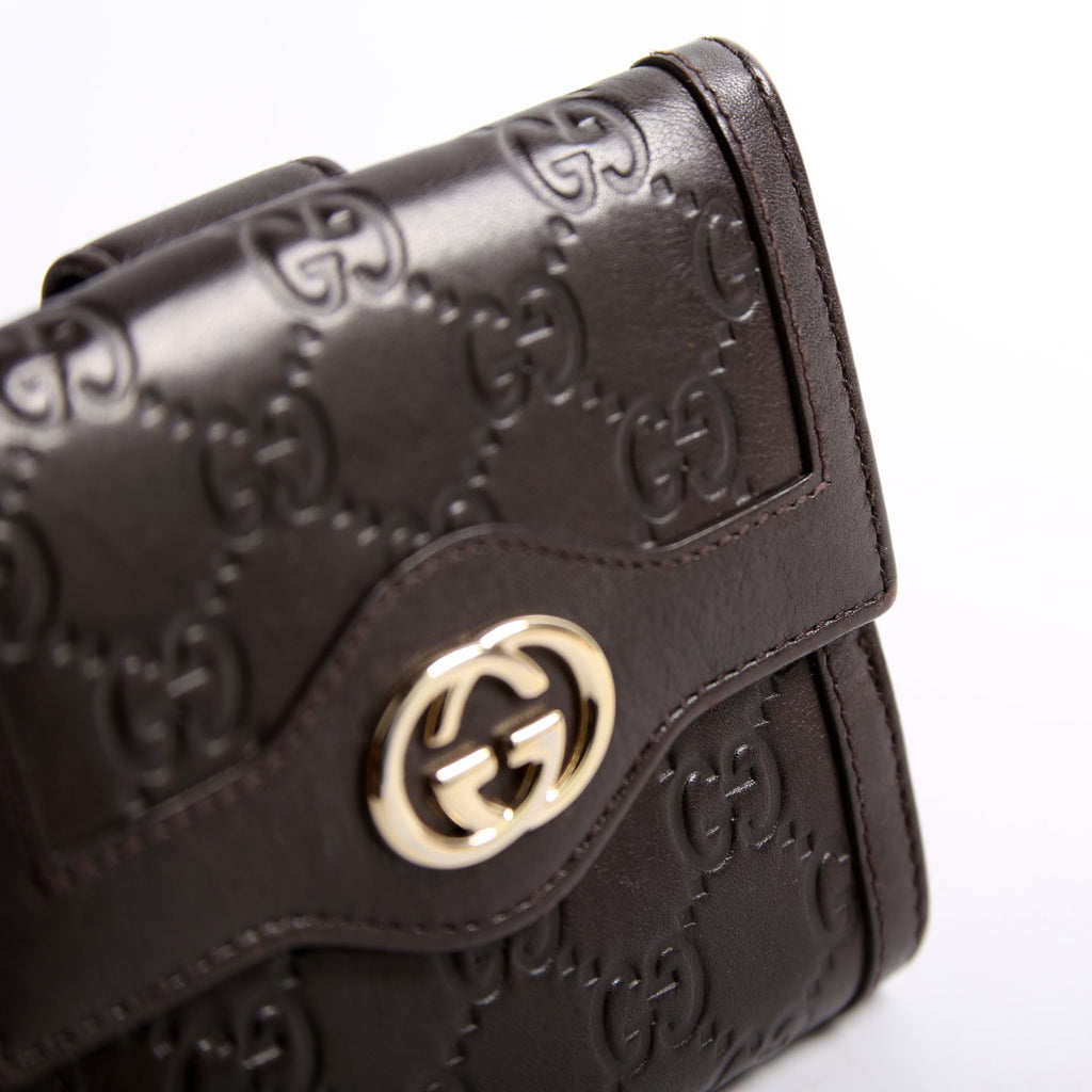 334457 Guccissima French Flap Wallet Brown