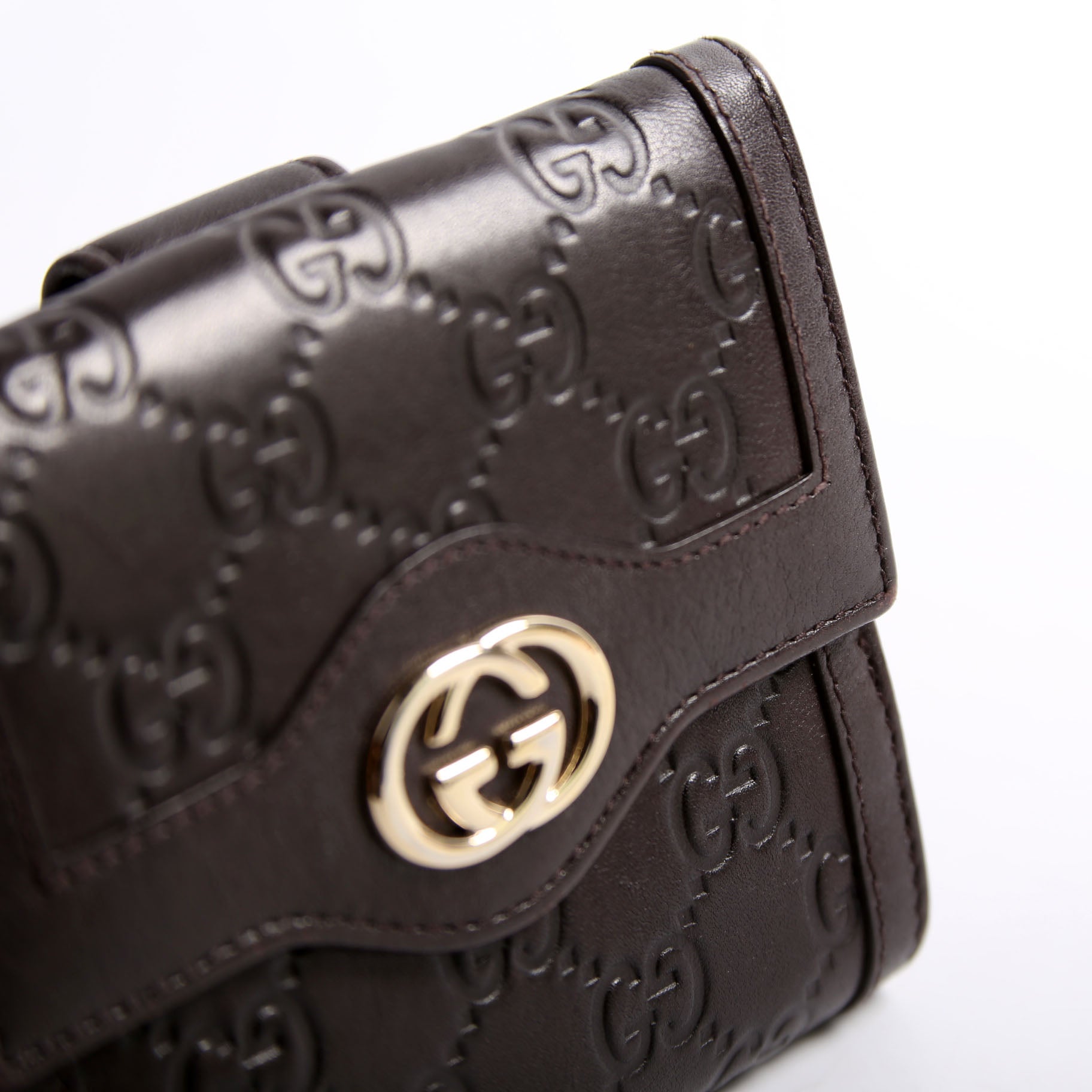 334457 Guccissima French Flap Wallet Brown