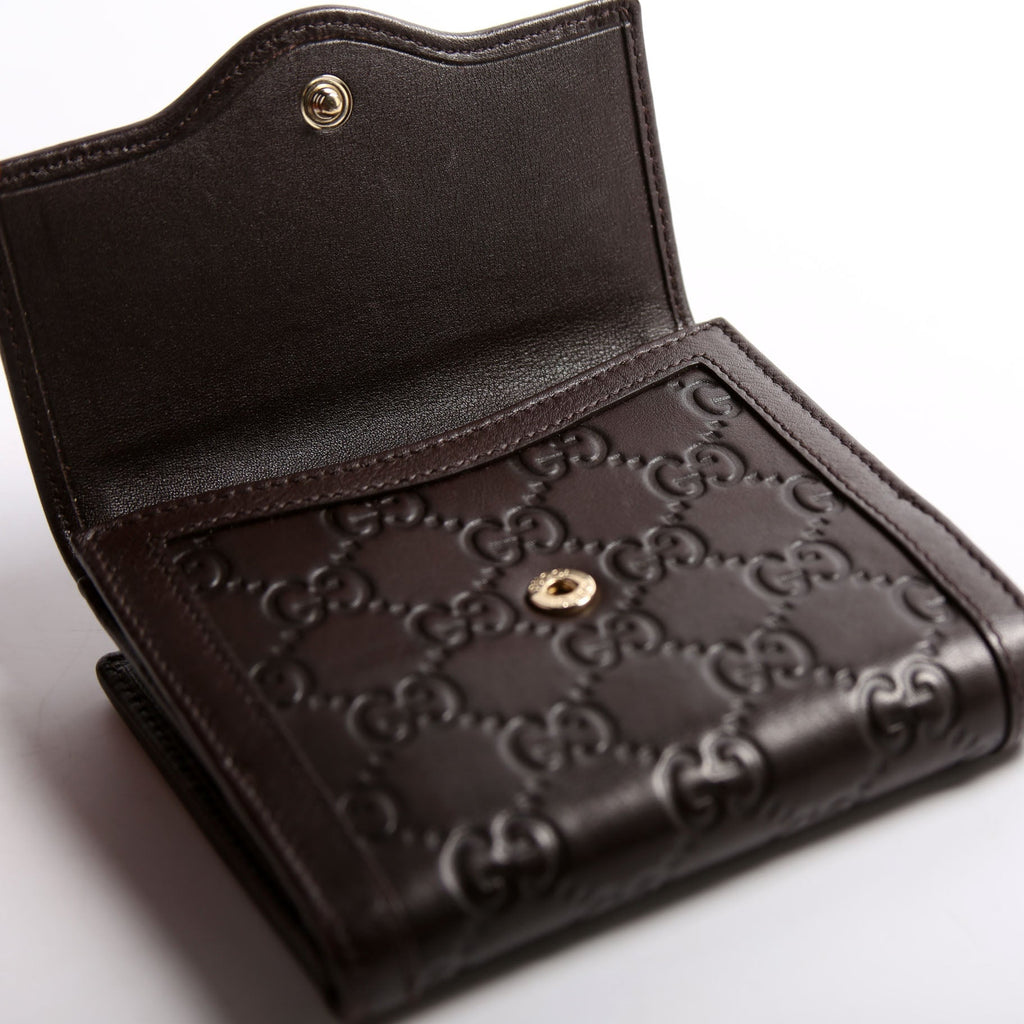334457 Guccissima French Flap Wallet Brown