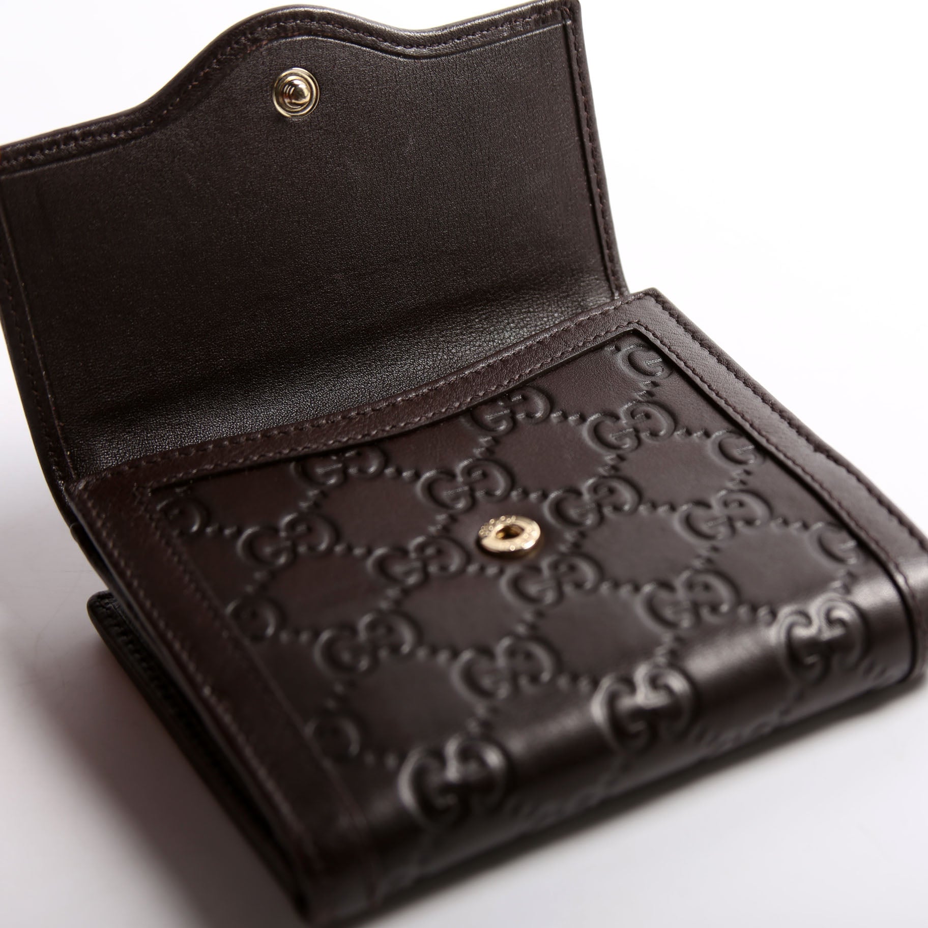 334457 Guccissima French Flap Wallet Brown