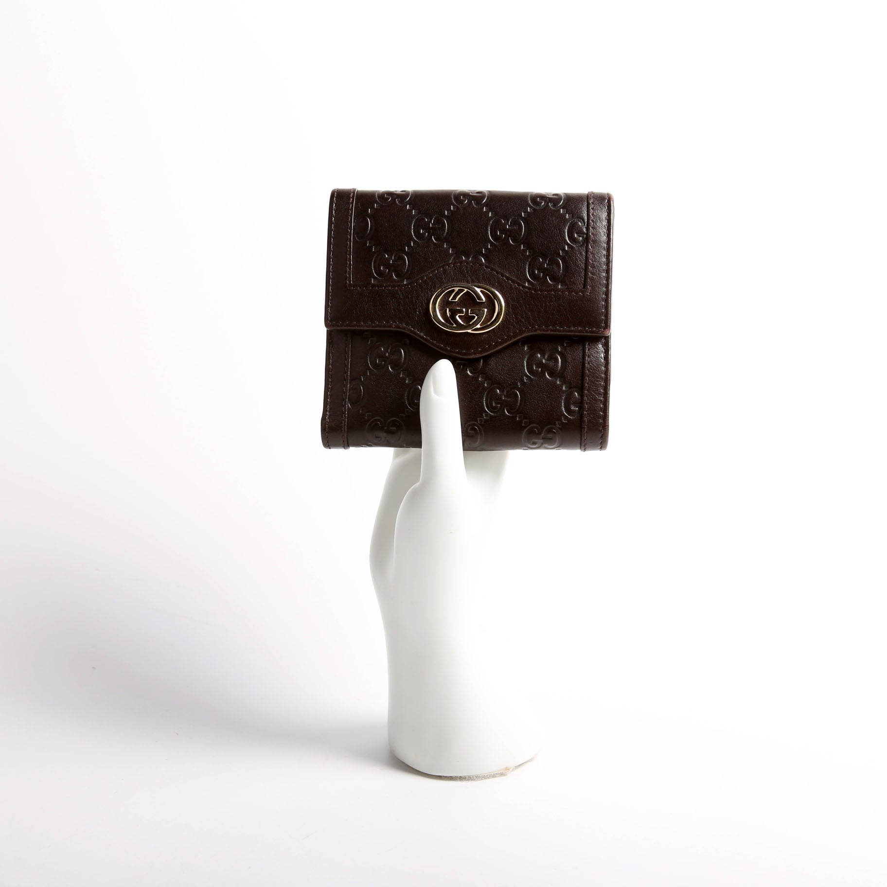 334457 Guccissima French Flap Wallet Brown