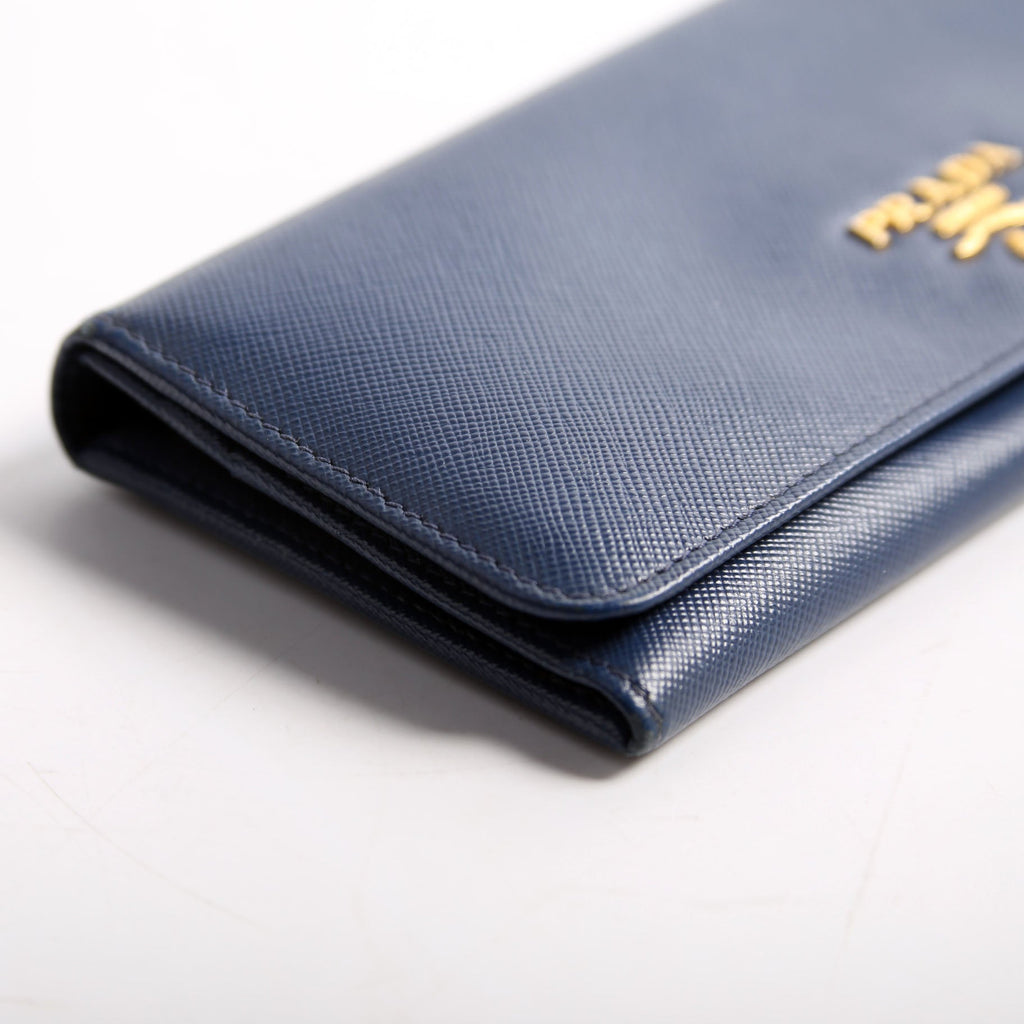 Saffiano Long Wallet Blue