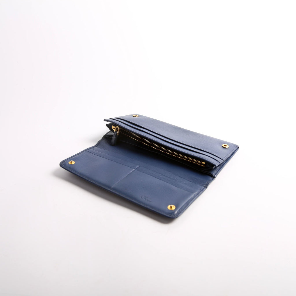 Saffiano Long Wallet Blue