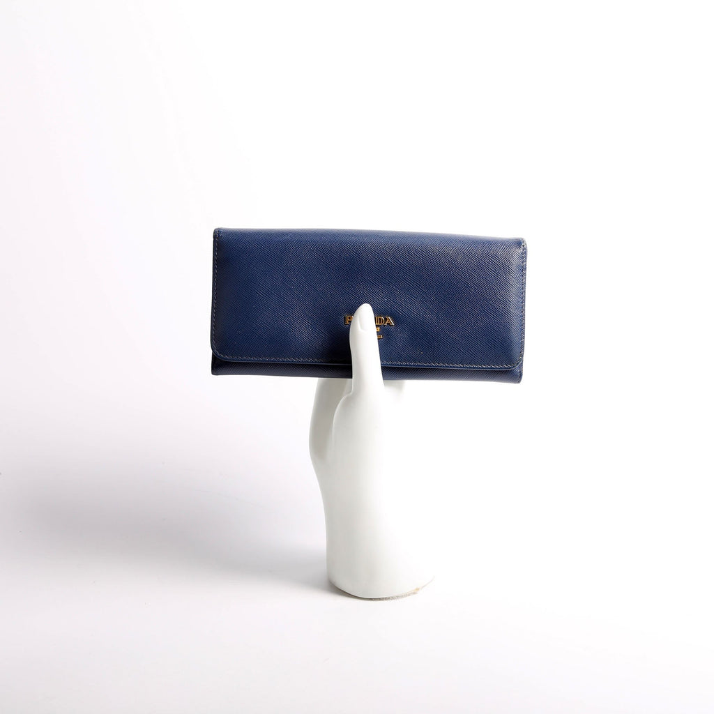 Saffiano Long Wallet Blue