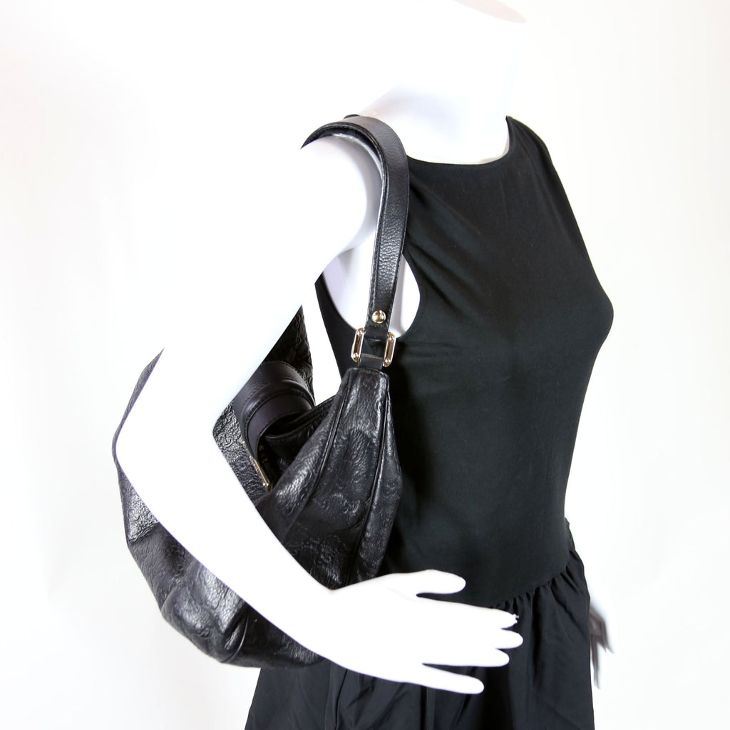 233604 GG Leather Large Hobo Black