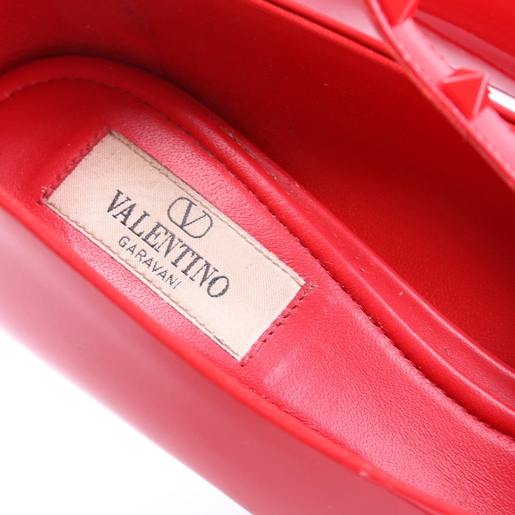 Rockstud Ankle Stap Pumps Size 39.5 Red