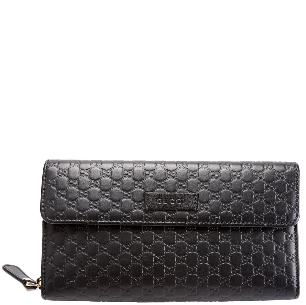 Gucci 449364 Micro Guccissima Long Wallet Black
