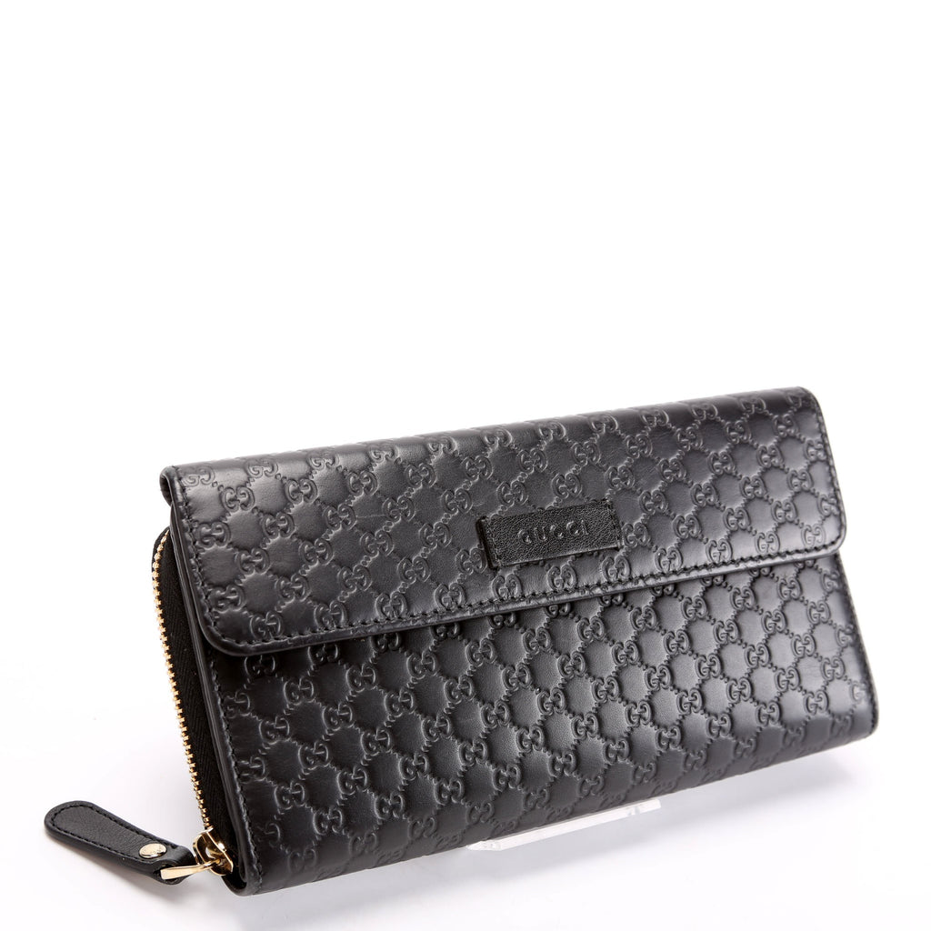 Gucci 449364 Micro Guccissima Long Wallet Black