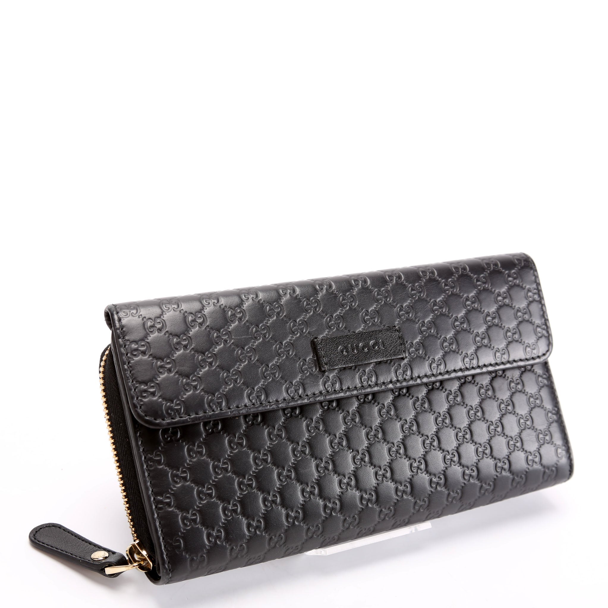 Gucci 449364 Micro Guccissima Long Wallet Black