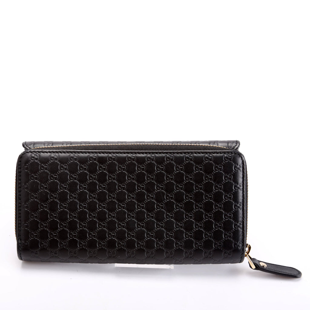 Gucci 449364 Micro Guccissima Long Wallet Black