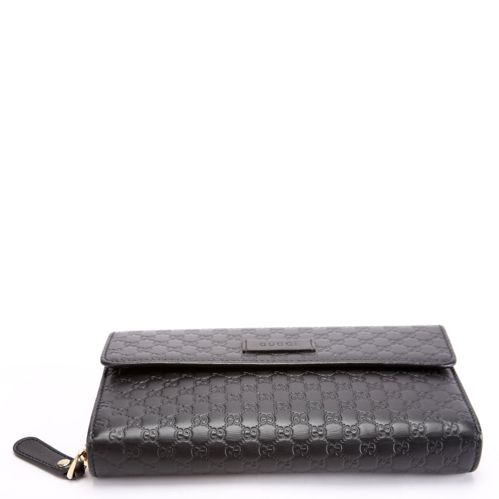 Gucci 449364 Micro Guccissima Long Wallet Black