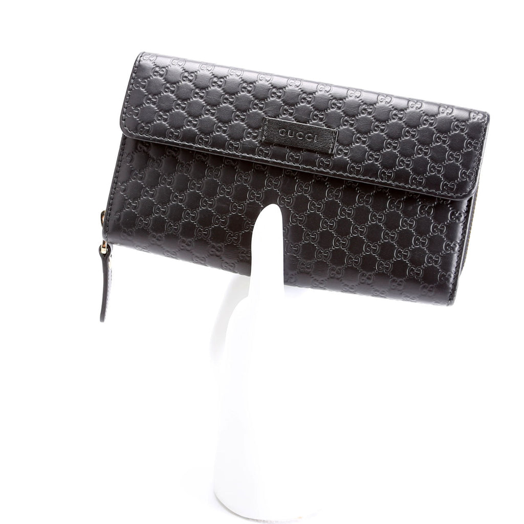 Gucci 449364 Micro Guccissima Long Wallet Black