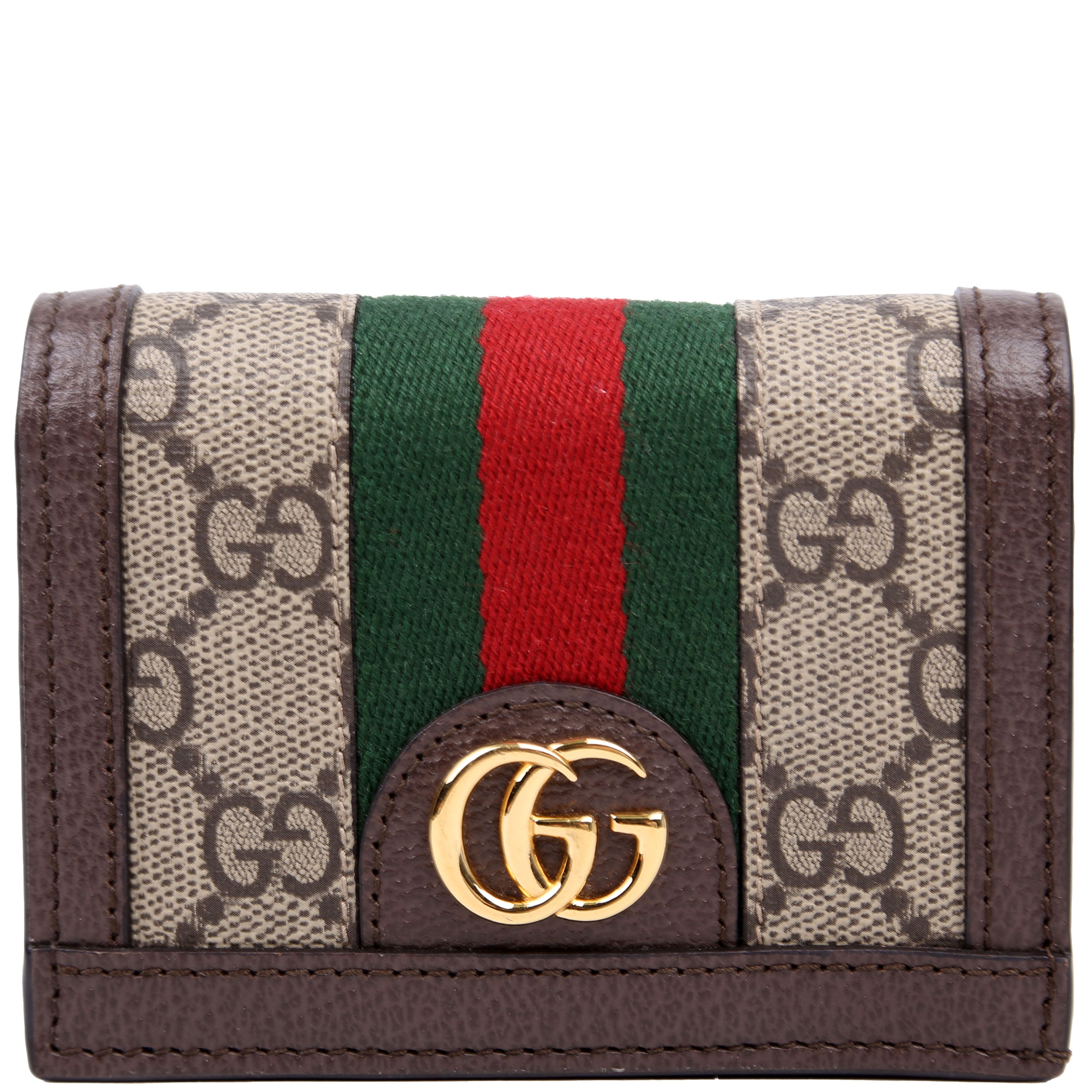 523155 Ophidia GG Card Case Wallet Brown