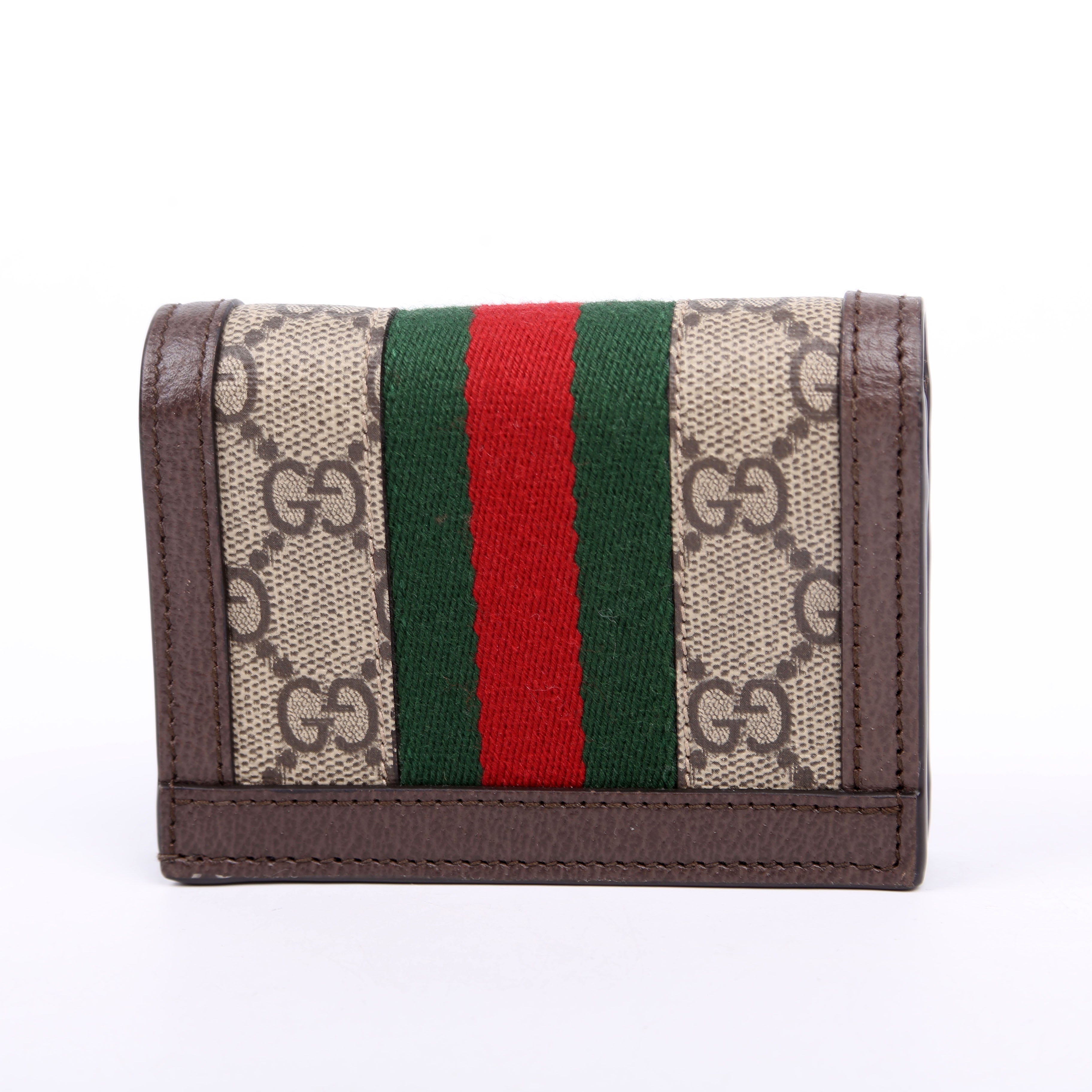 523155 Ophidia GG Card Case Wallet Brown