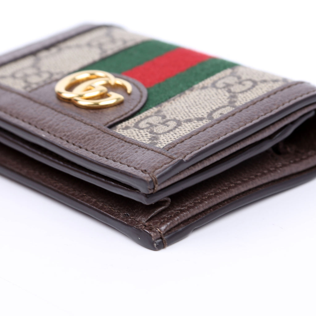 523155 Ophidia GG Card Case Wallet Brown