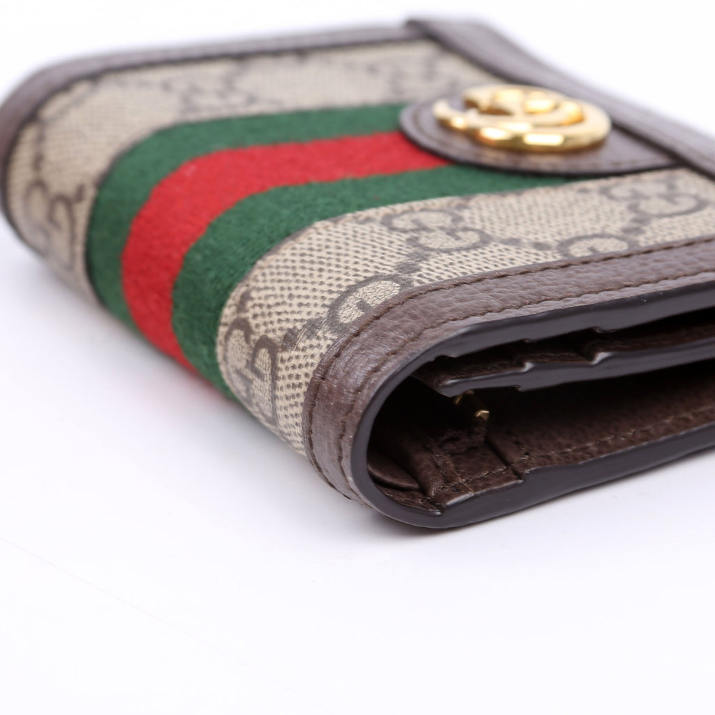 523155 Ophidia GG Card Case Wallet Brown