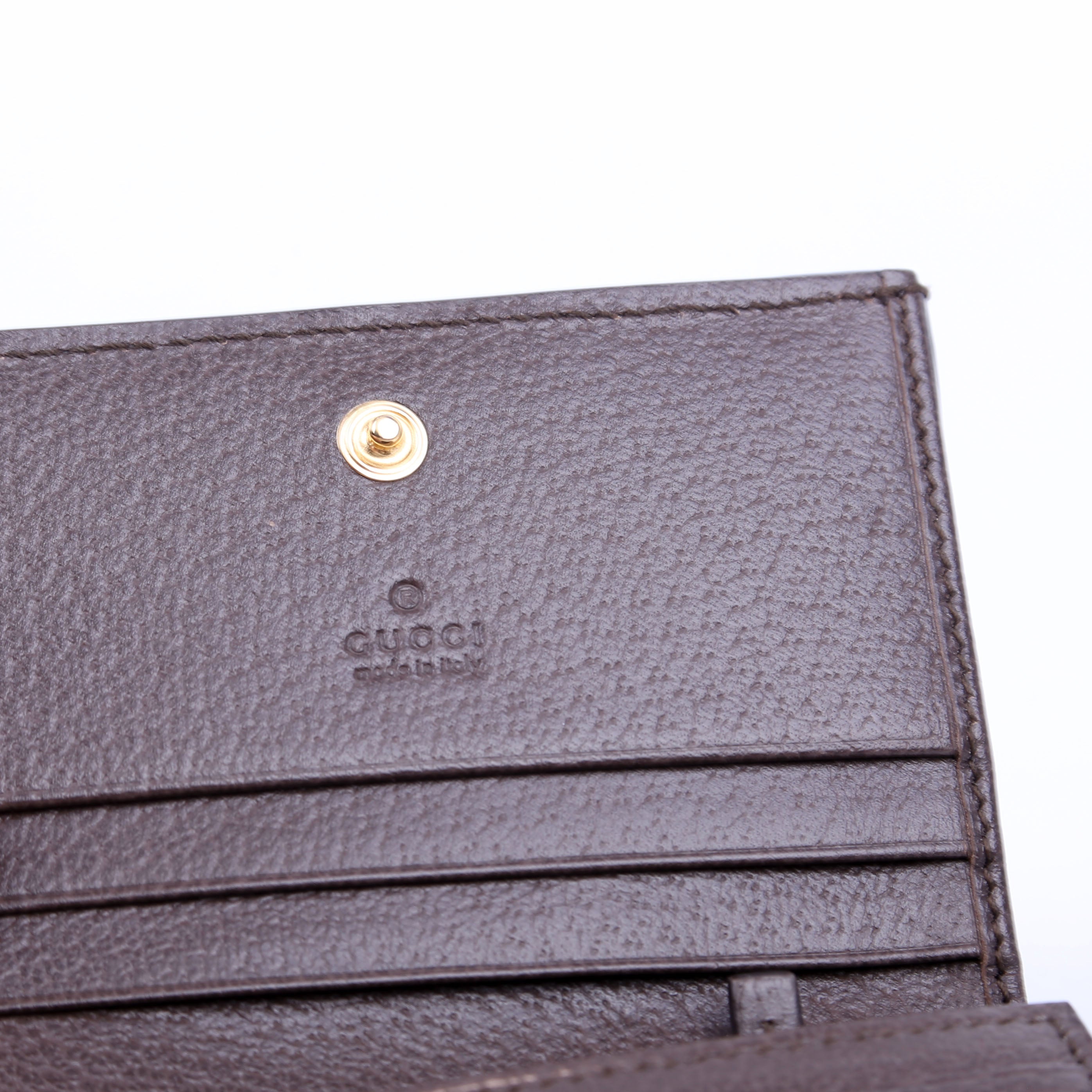 523155 Ophidia GG Card Case Wallet Brown