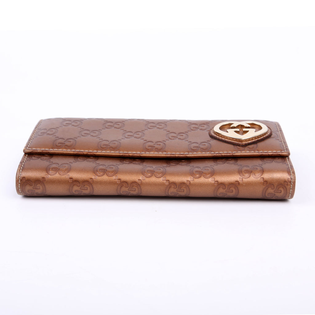 245728 Guccissima Lovelry Heart Continental Wallet Bronze