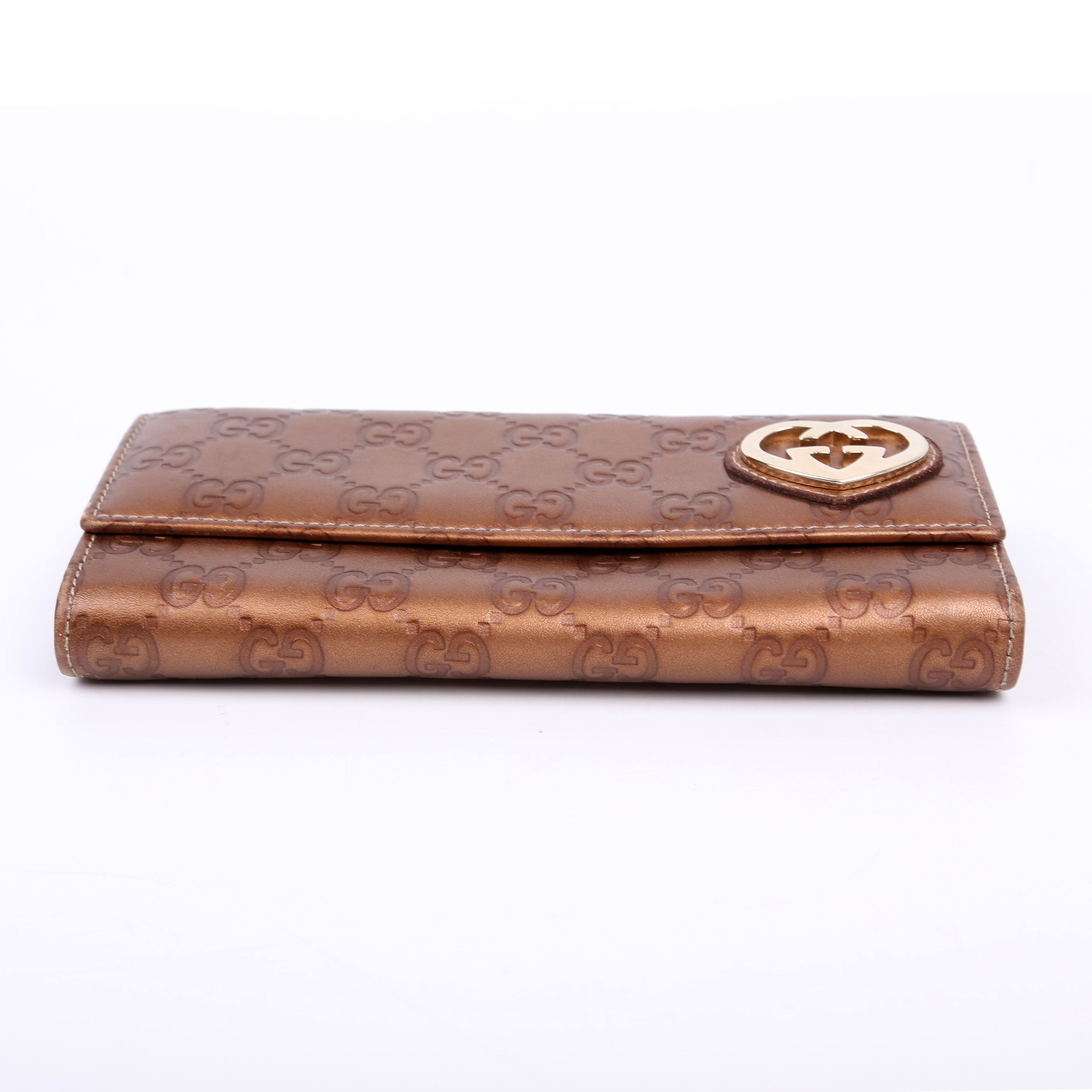 245728 Guccissima Lovelry Heart Continental Wallet Bronze