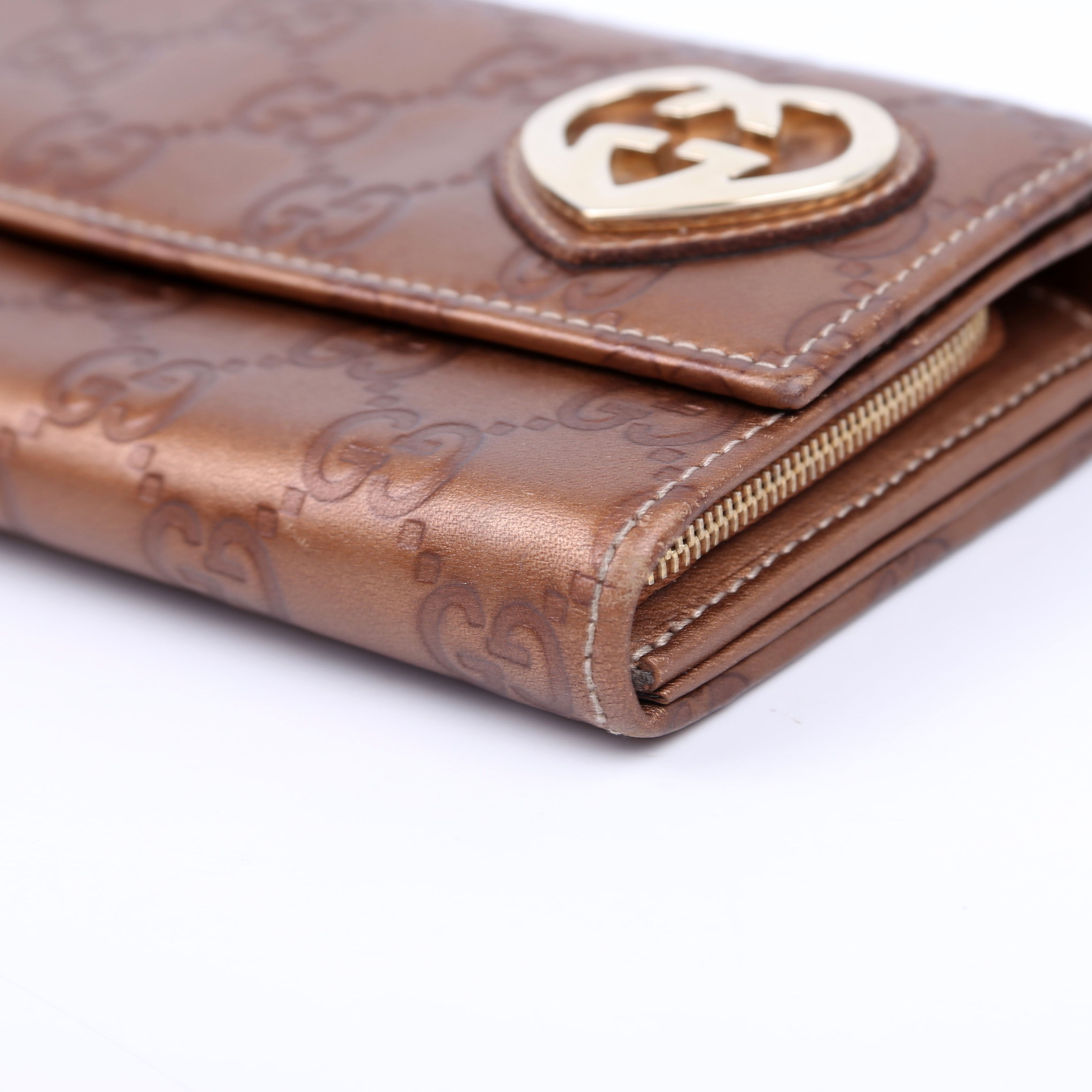 245728 Guccissima Lovelry Heart Continental Wallet Bronze