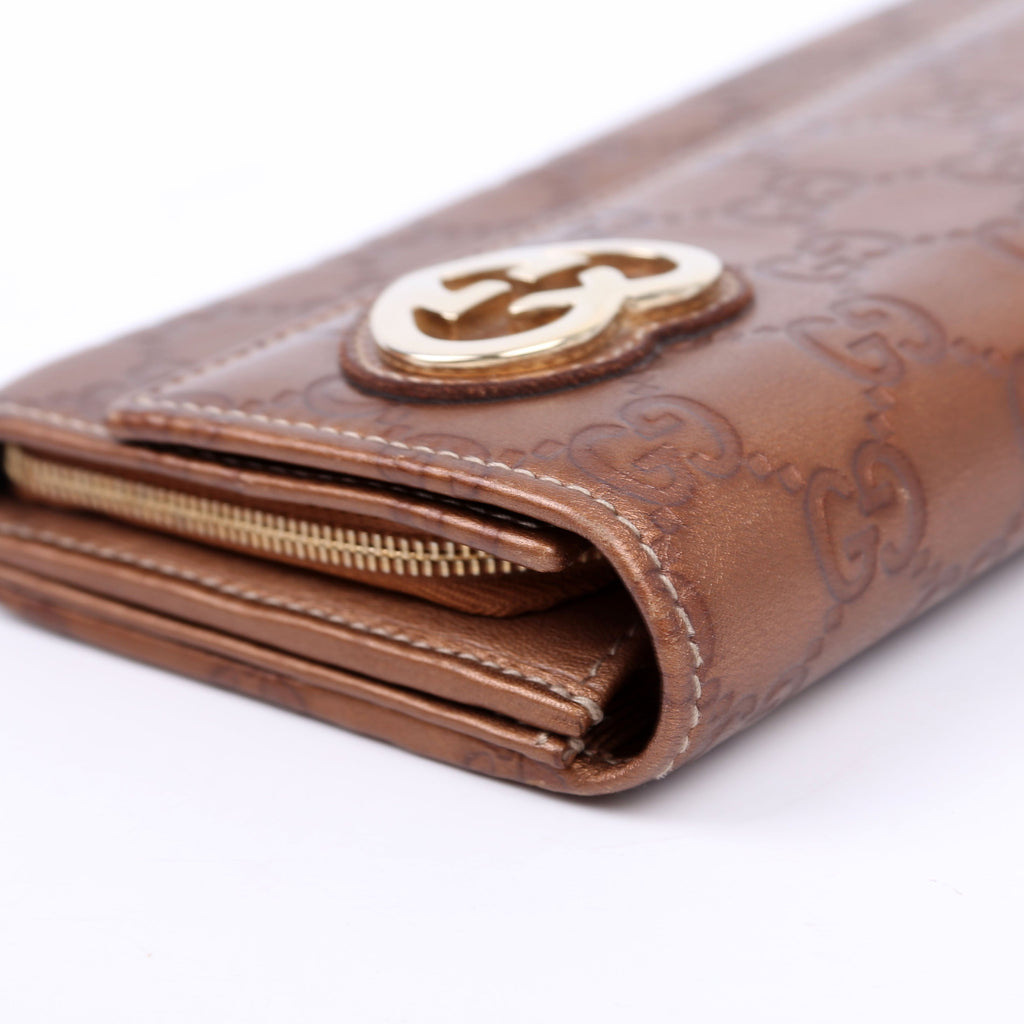245728 Guccissima Lovelry Heart Continental Wallet Bronze