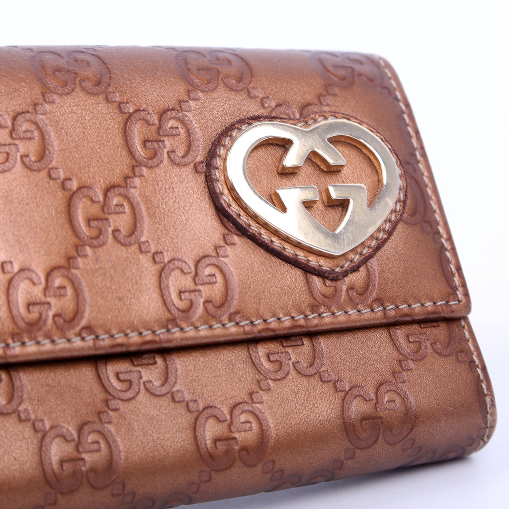 245728 Guccissima Lovelry Heart Continental Wallet Bronze