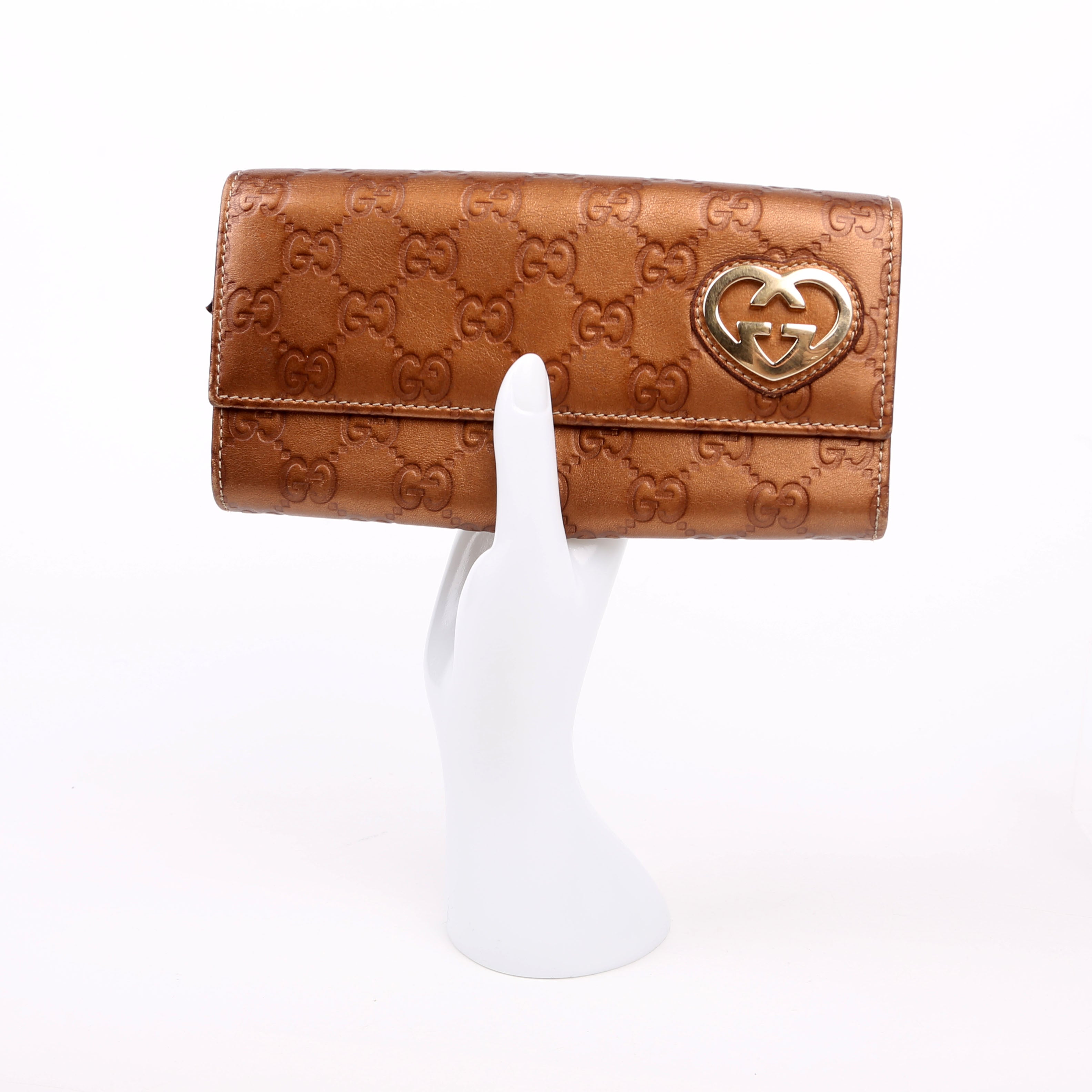 245728 Guccissima Lovelry Heart Continental Wallet Bronze