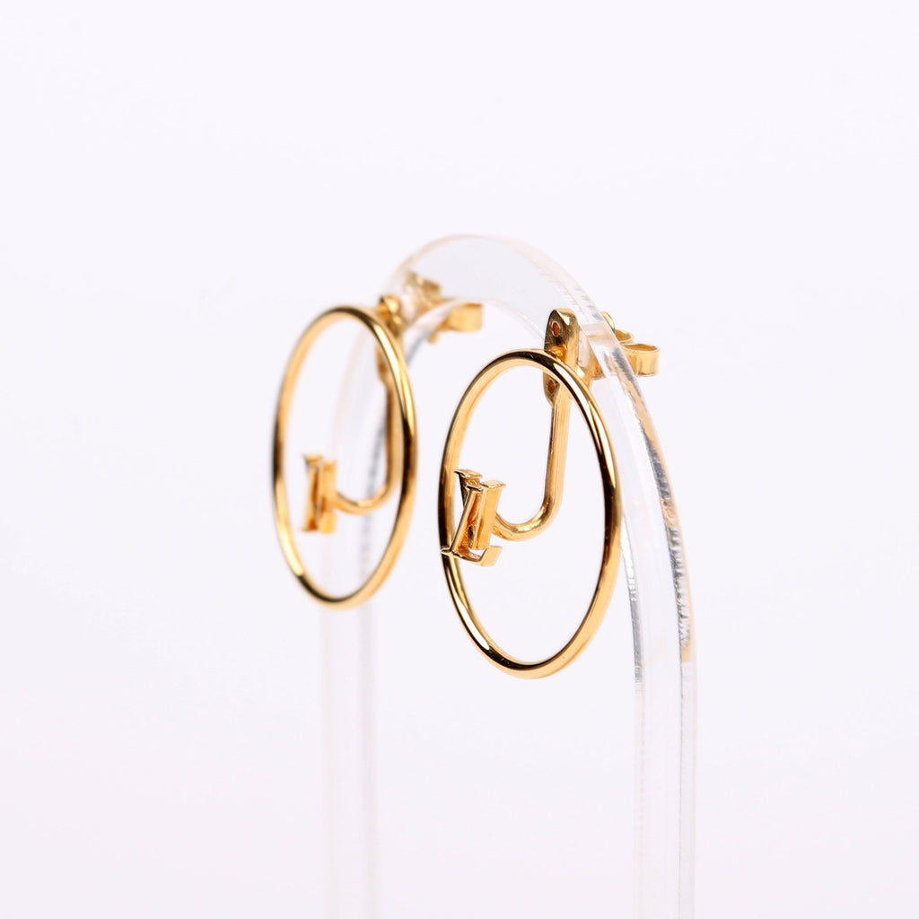 Drop LV Eclipse Hoop Earrings Gold