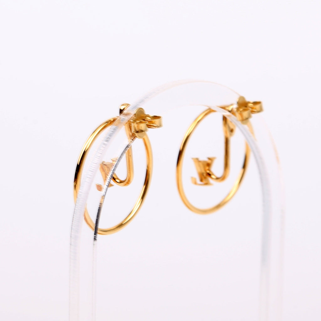 Drop LV Eclipse Hoop Earrings Gold